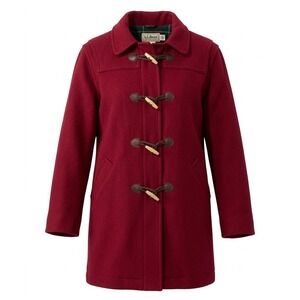 L.L. Bean Vintage S905 Women's  Red Wool Duffle Zip Up Long Winter Coat. Size 16
